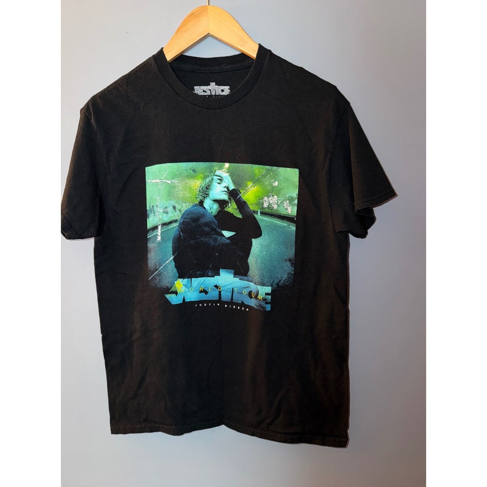 Justin Bieber Justice World Tour 2022 Black Graphic T-Shirt Mens Medium Concert